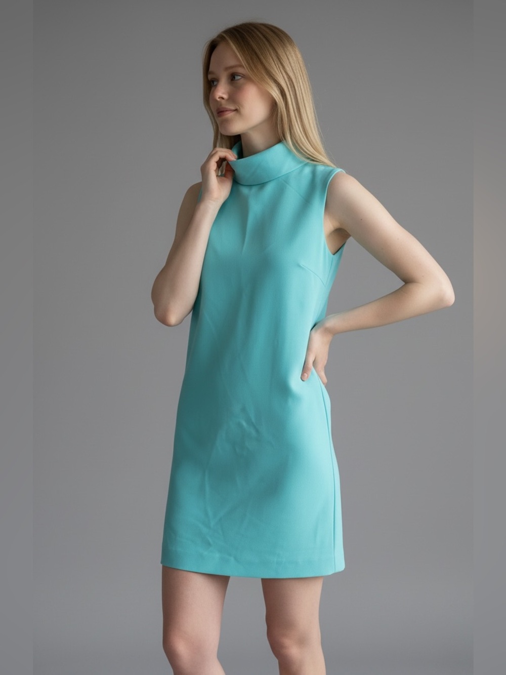 Alex Marie Sleeveless Turtleneck Tunic in Aqua